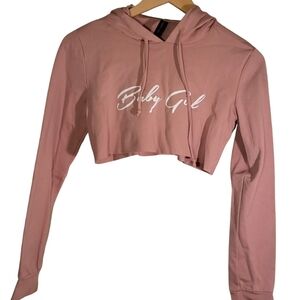 Pink Moon Lounge Wear "Baby Girl" Crop Hoodie Size Small